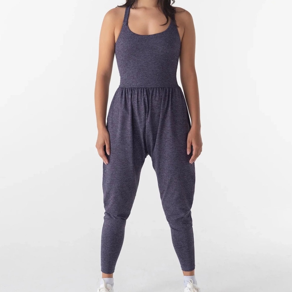 Imbodhi Jumpsuit Women's Size Medium Sleeveless Heather Navy Stretch Comfy Soft